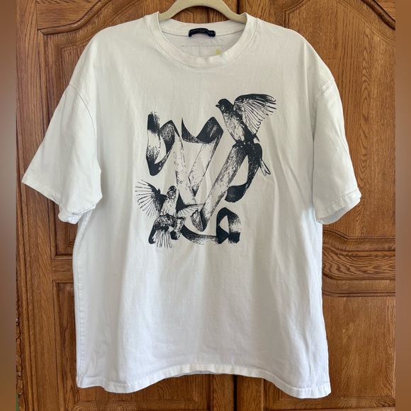 LV×BIRDS プリントTシャツ Louis Vuitton LV Birds Printed Cotton T Shirt White | 1ABXR5